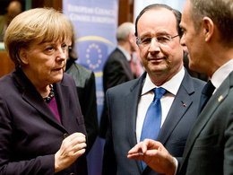 Ангела Меркель и Франсуа Олланд на заседании Еврокомиссии