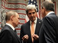 Президент Владимир Путин, Джонн Керри и Сергей Лавров