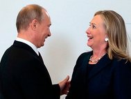 Президент россии В.Путин и Х.Клинтон