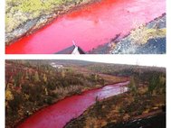 Красная река в Норильске