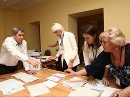 Подсчет голосов на избирательном участке в Саранске, Мордовия. 18 сентября 2016