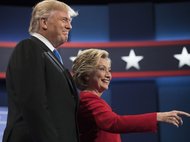 Первые дебаты между кандидатами в президенты США Дональдом Трампом и Хиллари Клинтон 26 сентября 2016.