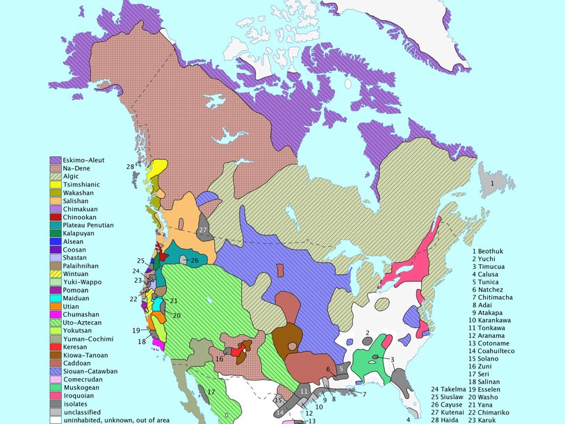 Карта языков Северной Америки