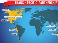 Карта договора о Транстихоокеанском партнёрстве.