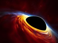Сверхмассивная черная дыра и разорванная на части звезда (в представлении художника)