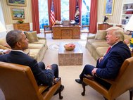 Барак Обама и Дональд Трамп в Овальном кабинете Белого дома, 10 нояюря 2016