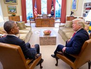 Барак Обама и Дональд Трамп в Овальном кабинете Белого дома, 10 нояюря 2016