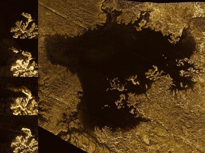 Сделанный аппаратом «Кассини» снимок моря с островом на Титане