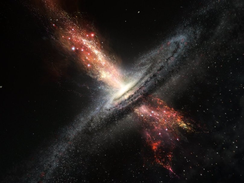 Рождение звезд в ветрах из сверхмассивных черных дыр