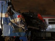 Столкновение поезда с электричкой в Москве
