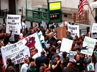 Акция против выделения займов банкам во время финансового кризиса в США. Нью-Йорк, 2008