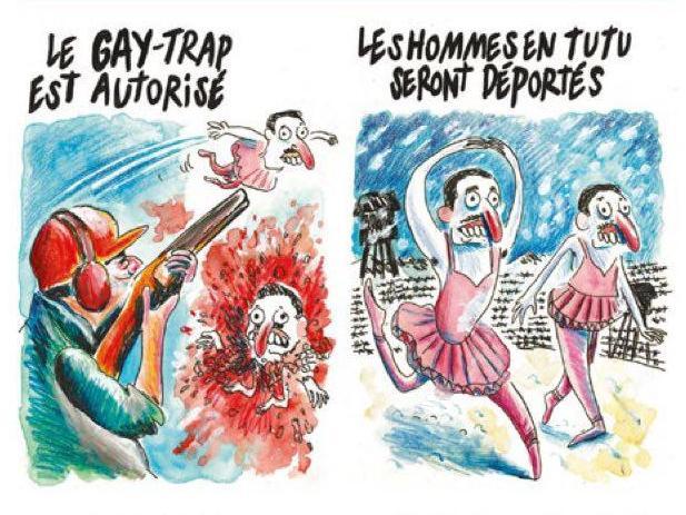 Карикатура на преследование геев в Чечне (ретушь)