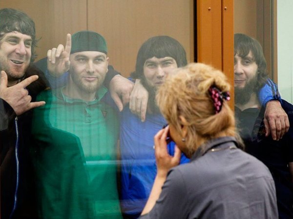 Подсудимые на заседании суда по делу об убийстве Б.Немцова