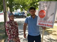 Участники митинга против геноцида мусульман в Мьянме (Грозный)