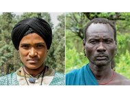 Представитель народа агау из северной Эфиопии и Эритреи (слева) и этнической группы сурма из южной Эфиопии и Южного Судана
