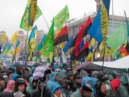 Митингующие на площади Конституции в Киеве