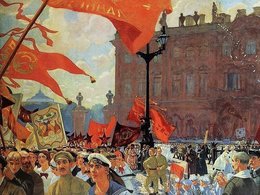 Борис Кустодиев. "Праздник в честь 2-го конгресса Коминтерна на площади Урицкого". 1921