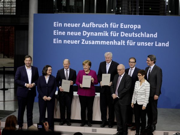Подписание соглашения о коалиции в Германии