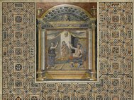 Мозаика, изображающая конкурс в выпивке между Гераклом и Дионисом