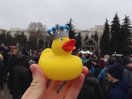 Уточка, как символ протеста на митинге в Челябинске