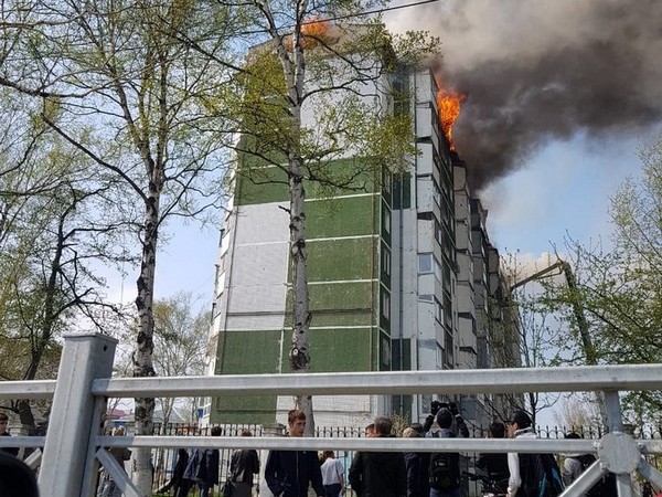 Пожар в Южно-Сахалинске