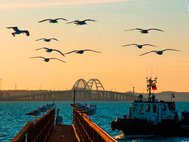 Крымский мост. Вид с острова Тузла