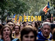 Митинг через год после референдума за отделение Каталонии