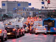 Вечерние пробки на дорогах Москвы