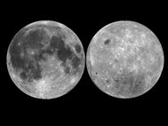 Обращенная к Земле (слева) и противоположная стороны Луны