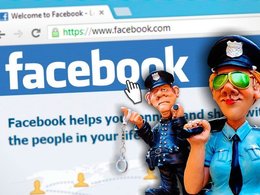 Фотоколлаж: Facebook и фигурки полицейских