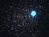 Двойная система с чёрной дырой в скоплении NGC 1850 в представлении художника