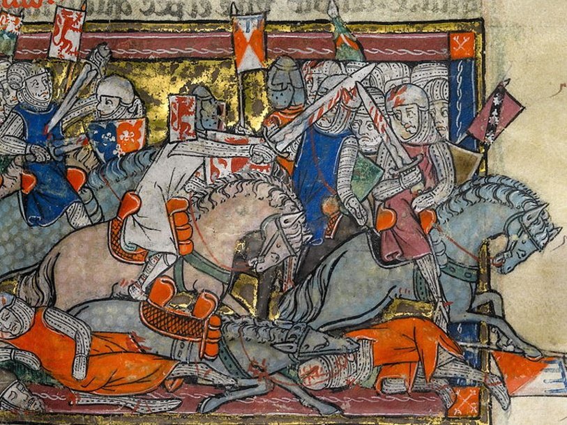 Битва. Фрагмент средневекового манускрипта