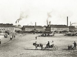 Бежица в начале XX века, торговая площадь рядом с заводом