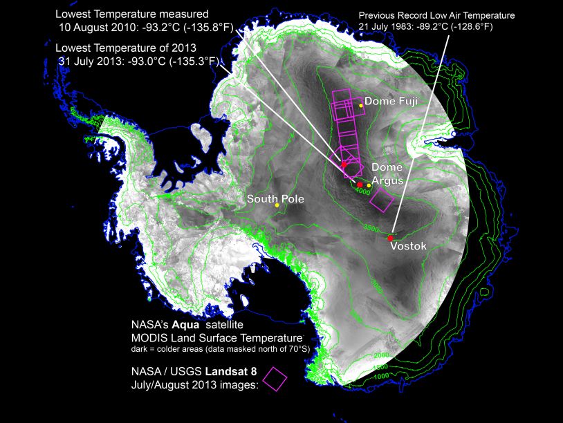 NASA составила карту полюсов холода